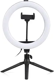 10 Inch LED Light with 3 Lighting Modes, 11 Levels Brightness for Indoor Video Recording, Selfie, Makeup, Soft and Not Dazzling Lighting with USB Power Supply