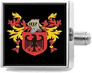 [Select Gifts] Mannion Ireland Family Crest Surname Coat of Arms Cufflinks Personalised Case
