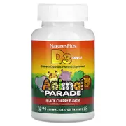 NaturesPlus, Animal Parade, Vitamin D3, Black Cherry, 12.5 mcg (500 IU), 90 Animal-Shaped Tablets
