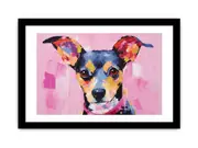 Pink Dog Framed print Art Poster