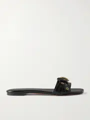 [Chloé] Chloé - Mae Buckle-embellished Glossed-leather Slides - Black - IT39 IT 39 Black