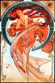 Art Nouveau Alphonse Mucha Mural Ceramic Bath Backsplash Tile #1201