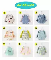 2PCS Baby Kids Toddler Pure Cotton Waterproof Art Smock Feed Bib Apron