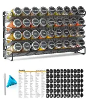 Spice Rack Organizer with 36 Spice Jars, 386 Spice Labels, Chalk Marker and F...