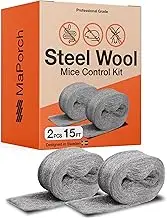 MAPORCH 2 Pack Steel Wool, 3.2”x7.5 Ft Control Fill Fabric, Gap Blocker, Brass Wool to Protect Annoying Animals Away from Holes, Pipeline, Wall Cracks, Vents in Garden, House, Garage