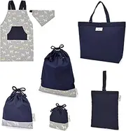 COLORFUL CANDY STYLE Laura Ashley NT904700 Kindergarten Entrance School Entrance 6-Piece Set, Lesson Bag, Quilting (Gusset), Shoe Case, Drawstring Gymnastics Clothing Bag, Lunch Bag, Cup Bag, Small