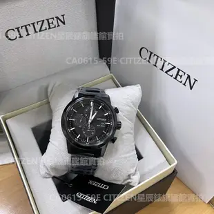 CITIZEN星辰GENTS光動能簡約時尚三眼計時腕錶-黑43mm(CA0615-59E/CA0610-52L)