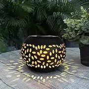 Solar Lantern Outdoor Waterproof - Solar Table Lights LED Black Metal Tabletop Light Solar Powered Decorative Lighting Lanterns for Desk Bedroom Patio Garden Pathway Yard
