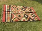 Kilim Jute Rug Traditional Rug Natural Handwoven Wool Jute Rug Vintage Kilim Rug