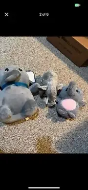 New assortment of elephant Plushies for baby room