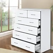 6 Chest of Drawers Andes White Storage Furniture Bedroom Organizer Modern Design