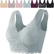 [ROCOTT] Women's Sexy Lace Bra No Underwire Push-up Wireless Bra, Plus Size Push Up Bralettes Full Coverage(Blue,X-Large)