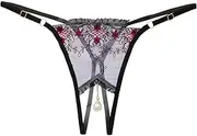 [HOUDISAM] Charm Chain Thong Lingerie for Women Open Crotch Pendant Panties Sexy Transparent Underwear Lace Pearl Thong Thongs for Women Sexy Slutty