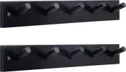 Coat Rack Wall Mounted,16" Hole to Hole,Coat Hanger Wall Mount with 5 Hooks for