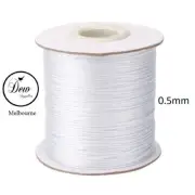 0.5mm Korean Waxed Polyester Cord 10m Thread White Beading jewellery