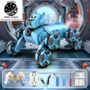 Electric Stunt Robot Dog: 8-Wheel Remote Control Toy with Lights, Music & Spray
