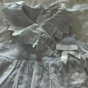 Catherine Malandrino Mini Powder Blue Cotton Eyelet Dress & Bloomer Set 3-6M NWT