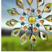 78-Inch Colorful Peacock Kinetic Wind Spinner with Dual Direction Motion
