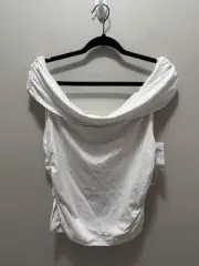 Abercrombie And Fitch Ruched Off Shoulder Modal Blend White Top Size Xl NWT
