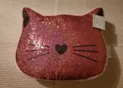 NEW CAT PILLOW Capelli New York Sequin Pink Pillow 16” X 14” w/ Tags