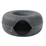 Cat Tunnel Bed Felt Pet Puppy Nest Cave House Interactive Play Toy Round Donut