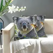 LHDGBNV Koala and Butterfly Throw Pillow Covers Soft Decorative Throw Pillowcases with Hidden Zipper Modern Decor Cushion Covers for Bedroom, Living Room, Sofa, Couch and Bed 12"X12"