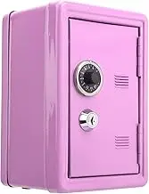 Kids Coin Bank, 7.1x4.7x3.9inch Mini Piggy Bank Kids Safe Box with Single Digit Combination Lock and Key Metal Kids Safe Money Bank, Cash Box, Safe Lock Box, Gifts for Kids (Pink)