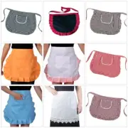 Women Apron with Pocket Ruffled Waist Apron Maid Apron Cooking Baking Apron