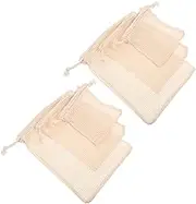 BESPORTBLE 6pcs Cotton Mesh Produce Bags - Reusable Drawstring Grocery Bags for Fruits & Veggies - Washable Storage for Shopping and Storage