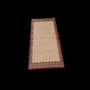 Peach Nylon Handmade Chatai/Mat With Red & Golden Sequins Work On The Trim