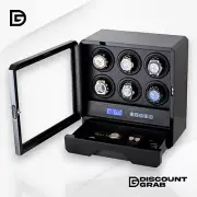 Leader Watch Winders for 6 Automatic Watches w/ Storage Drawer Black S2306-BC.