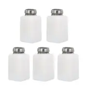 5pcs 6.8 Oz/200ml Alcohol Push Down Pump Dispenser Bottle Press, White