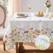 Spring Tablecloth Rectangle - Easter Waterproof Wild Flower Table Cloths, Sta...