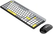 Wireless Keyboard and Mouse Set, Dual Mode Bluetooth + 2.4G, 400mAh Rechargeable Battery, Phone Holder, Type-C Charging