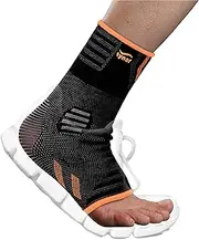 Foot & Ankle Brace for Sprained Ankle, Adjustable Neoprene Compression Sleeve Breathable Ankle Wrap Support for Women & Men Tendonitis & Arthritis, Sports Running, Black and Orange, Large