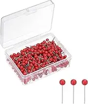 uxcell 400 Pcs Push Pins, Map Thumb Tacks 4mm Round Head Decorative Push Pins for Bulletin Board Home Office Travel Wall DIY Crafts Map Photo, Red