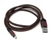 System-S Micro USB To USB A 3.0.Kabel 100 CM Leather Look IN Braun