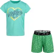 Nike Little Girls' Tropical Twist Space-Dye T-Shirt & Shorts Set (36H490) Siz 6X