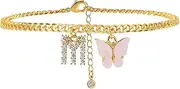 [Tummy Tub] Bracelets,Bracelet Jewellery,Anklet String Charm,Ring Box Jewellery Butterfly Initial Anklet Foot Female Anklet Letters for Women Anklet The Rings Book Set Original Text (Color : M)
