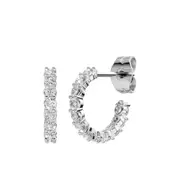 Bevilles J Hoop Stud Earrings with 1.00ct of Laboratory Grown Diamonds in Sterling Silver and