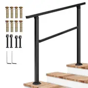 Iron Outdoor Handrail, 3 Step Stair Handrail,40" x 36" Fits 1 to 3 Steps