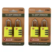 4pc Tosca TSA Approved Travel Luggage Suitcase Combination Safety Lock Yellow