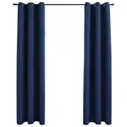 vidaXL Blackout Curtains with Rings 2 pcs Navy Blue 37"x95" Fabric