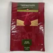 Bed Bath & Beyond Poinsettia Scroll Ruby Jacquard 70" x 120"Oval Tablecloth NIP