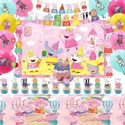 Peppa Pig Girls Party Supplies Balloons Banner Plates Kids Birthday Decorations
