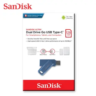 SanDisk Ultra GO OTG 雙用旋轉隨身碟 128G 海軍藍 (SD-DDC3-NB-128G)