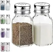 Salt and Pepper Shakers Set,DWTS DANWEITESI Salt Shaker with Stainless Lid-Glass Spice Jars Kitchen Gadgets,Clear to Know When to Fill,Farmhouse Salt Pepper Shakers Cute Kitchen Essentials Decoration
