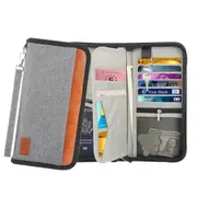 Passport Holder ID Card Holder RFID Travel Wallet Document Organizer With Zipper-Gray