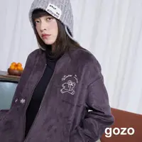 在飛比找momo購物網優惠-【gozo】穿羽絨服的雪人毛毛棒球外套(兩色)