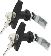 Homyl Anti-Theft T-Shape Handle Lock, with Keys, Distribution Cabinet Trailer T Handle Caravan Canopy Locks, Keyed Lock Industrial Cabinet Hardware - 2Pcs Black